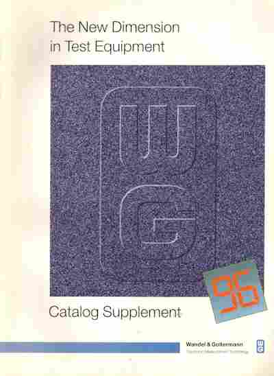 Каталог Wandel & Goltermann Electronic Measurement technology, 54-748, Баград.рф